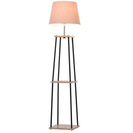 Homcom-Lampadaire-Design-Contemporain-dim-40L-x-40l-x-160H-cm-40-W-Max-3-tagres-intgres-Bois-Massif-Caoutchouc-mtal-Noir-Lin-Beige-0