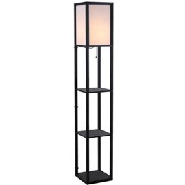 Homcom Lampadaire étagère Lampe étagère 26L x 26l x 160H cm 3 étagères 4 Niveaux MDF Noir Homcom Lampadaire étagère Lampe étagère 26L x 26l x 160H cm 3 étagères 4 Niveaux MDF Noir