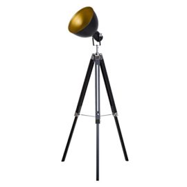 Homcom Lampadaire trépied Style Industriel Hauteur réglable Abat-Jour Ajustable E27 40W Max. 65 x 65 x 108-152 cm Bois métal Noir et doré Homcom Lampadaire trépied Style Industriel Hauteur réglable Abat-Jour Ajustable E27 40W Max. 65 x 65 x 108-152 cm Bois métal Noir et doré