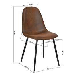 Homy-Casa-Lot-de-4-Chaises-44x44x87cm-Scandinave-Rtro-Vintage-en-Sude-Marron-Pied-Mtal-Noir-0-0