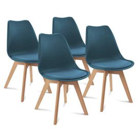 IDMarket-Lot-de-4-chaises-SARA-Bleu-Canard-pour-Salle–Manger-0