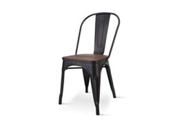 Kosmi – Lot de 6 chaises en métal Noir Mat avec Assise en Bois Massif foncé, pour Une décoration Style Industriel Kosmi – Lot de 6 chaises en métal Noir Mat avec Assise en Bois Massif foncé, pour Une décoration Style Industriel