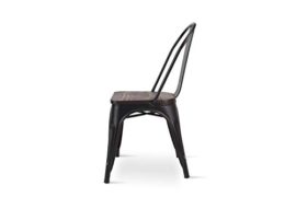 Kosmi – Lot de 4 chaises en métal Noir Mat avec Assise en Bois Massif foncé, pour Une décoration Style Industriel Kosmi – Lot de 4 chaises en métal Noir Mat avec Assise en Bois Massif foncé, pour Une décoration Style Industriel 4