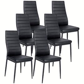 LOVEMYHOUSE-Lot-de-4-6-Chaises-de-Salle--MangerCuisine-Sige-Rembourr-Haut-Dossier-Confortable-SimilicuirBlanc-Noir-pour-Salle--Manger-ChaisesChaise-Design-Moderne-0