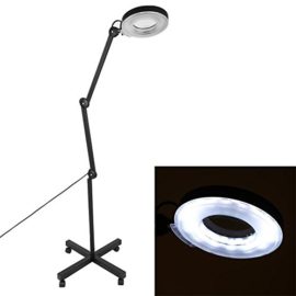 Lampe Loupe LED Sur Pied, Lampe loupe Noire 5X Lampadaire Pliable et Portable avec Bras Pivotant pour Salon de Beauté et Maison Lampe Loupe LED Sur Pied, Lampe loupe Noire 5X Lampadaire Pliable et Portable avec Bras Pivotant pour Salon de Beauté et Maison