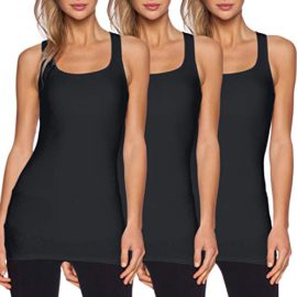 Lot de 3 Débardeurs Femmes Longs Top Tank de Sport T-Shirt Décontracté sans Manches Elastique Lot de 3 Débardeurs Femmes Longs Top Tank de Sport T-Shirt Décontracté sans Manches Elastique