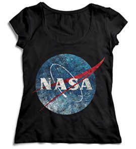 MYMERCHANDISE-NASA-Space-Vintage-T-Shirt-Shirt-100-Coton-pour-Les-Femmes-Noir-Femme-0