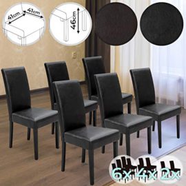 Miadomodo-Chaises-de-Salle--Manger-en-Simili-Cuir-et-Bois-Couleur-NoirMarron-et-Set-246-au-Choix-avec-Dossier-Haut-Meuble-de-Salon-Restaurant-Cuisine-Dner-0