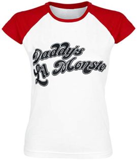 Suicide Squad T Shirt Daddys Lil Monster Baseball Officiel Femme Skinny Fit Suicide Squad T Shirt Daddys Lil Monster Baseball Officiel Femme Skinny Fit