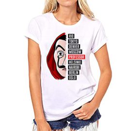 T-Shirt Femme la CASA de Papel modèle 1, Tokio Professeur Films et Netflix Série TV T-Shirt Femme la CASA de Papel modèle 1, Tokio Professeur Films et Netflix Série TV