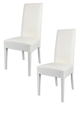 Tommychairs – Set de 2 chaises Modernes Luisa pour la Cuisine, restaurantes et la Salle à Manger, avec Une Structure en Bois de hêtre peindré Blanc et Une Assise en Cuir Artificiel Blanc Tommychairs – Set de 2 chaises Modernes Luisa pour la Cuisine, restaurantes et la Salle à Manger, avec Une Structure en Bois de hêtre peindré Blanc et Une Assise en Cuir Artificiel Blanc 2