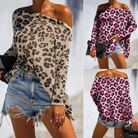 VRTUR-Femme-Casual-Lche-Automne-Irrgulier-Manches-Chauve-Souris-Longue-Pull-Over-Shirt-Blouses-Les-Femmes-Manches-Longues-Chauve-Souris-au-Large-de-lpaule-imprim-lopard-Chemisier-dcontract-0-0