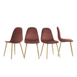 Yata-Home-Lot-de-4-Chaises-44x44x87cm-Anthracite-Tendance-Scandinave-Velours-Pied-Mtal-Look-Bois-Salle--Manger-Salon-Bureau-Chambre-0