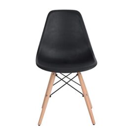 iHouse Lot de 4 chaises Design scandinave Noir en Plastique Bois Massif Noir iHouse Lot de 4 chaises Design scandinave Noir en Plastique Bois Massif Noir 3