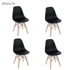 iHouse Lot de 4 chaises Design scandinave Noir en Plastique Bois Massif Noir iHouse Lot de 4 chaises Design scandinave Noir en Plastique Bois Massif Noir