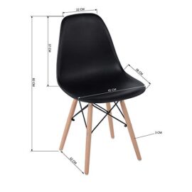 iHouse Lot de 4 chaises Design scandinave Noir en Plastique Bois Massif Noir iHouse Lot de 4 chaises Design scandinave Noir en Plastique Bois Massif Noir 6