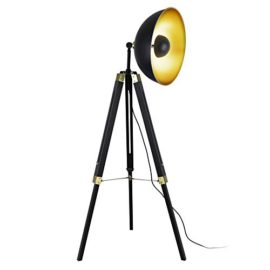 [lux.pro] Lampadaire Lampe à Pied Trépied Métal Bois Noir Cuivre 1 x E2 7148 cm [lux.pro] Lampadaire Lampe à Pied Trépied Métal Bois Noir Cuivre 1 x E2 7148 cm