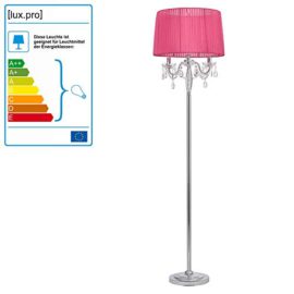 [lux.pro] Lampadire Lampe à Pied Métal Tissu Rose Chrome 165cm [lux.pro] Lampadire Lampe à Pied Métal Tissu Rose Chrome 165cm 3