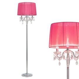 [lux.pro] Lampadire Lampe à Pied Métal Tissu Rose Chrome 165cm [lux.pro] Lampadire Lampe à Pied Métal Tissu Rose Chrome 165cm 4