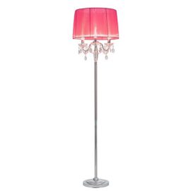 luxpro-Lampadire-Lampe–Pied-Mtal-Tissu-Rose-Chrome-165cm-0