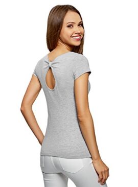 oodji Ultra Femme T-Shirt Basique avec Encolure Goutte d’eau au Dos oodji Ultra Femme T-Shirt Basique avec Encolure Goutte d’eau au Dos 3