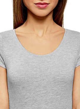 oodji Ultra Femme T-Shirt Basique avec Encolure Goutte d’eau au Dos oodji Ultra Femme T-Shirt Basique avec Encolure Goutte d’eau au Dos 4