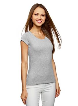 oodji Ultra Femme T-Shirt Basique avec Encolure Goutte d’eau au Dos oodji Ultra Femme T-Shirt Basique avec Encolure Goutte d’eau au Dos