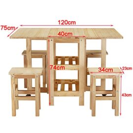 Anaelle Pandamoto Ensemble Table Pliante en Bois de Pin + 4 Chaises Pliante pour Salle à Manger, Cuisine, Séjour, Café, Poids: 26kg, Naturel Anaelle Pandamoto Ensemble Table Pliante en Bois de Pin + 4 Chaises Pliante pour Salle à Manger, Cuisine, Séjour, Café, Poids: 26kg, Naturel 3