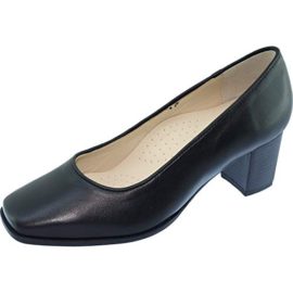 Barbade-Escarpins-Alarm-Free-Grande-Largeur-Noir-Les-ESCARPINS-DHOTESSES-by-Uniform-Shoes-Bout-Carr-Talon-Stable-Chaussures-Confortable-Uniforme-Femme-Cuir-cir-0