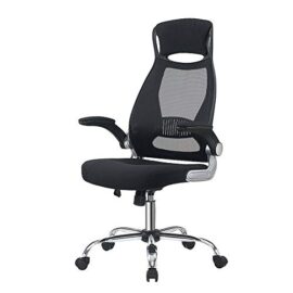 Chaise De Bureau en Maille, Fauteuil De Direction Avec Accoudoirs Pliables, Siège Ergonomique, Assise Rembourrée, Hauteur Réglable, Soutien Lombaire, Noir Chaise De Bureau en Maille, Fauteuil De Direction Avec Accoudoirs Pliables, Siège Ergonomique, Assise Rembourrée, Hauteur Réglable, Soutien Lombaire, Noir