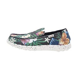 Dude-Shoes-Hommes-en-Toile-dimpression-Farty-Noir-Hibiscus-0