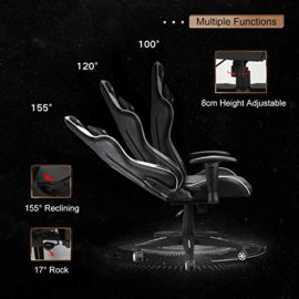 Hbada-Chaise-Gaming-Inclinable-Fauteuil-de-Bureau-Gamer-Sige-Pivotante-avec-Appui-tte-et-Oreiller-Lombaire-Hauteur-et-Accoudoirs-Rglable-0-1