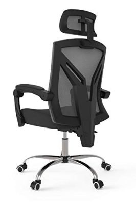 Hbada-Chaise-de-Bureau-en-Maille-Fauteuil-dOrdinateur-Ergonomique-Rotation–360-Appui-Tte-et-Hauteur-Rglable-Capacit-Maximal-de-135-KG-Respirant-Noir-et-Blanc-0-1