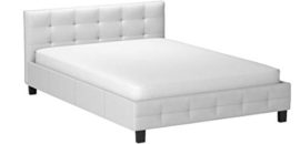 IDIMEX Lit Double pour Adulte Mathieu Couchage 140 x 190 cm avec sommier 2 Places / 2 Personnes, tête et Pied de lit capitonnés, revêtement synthétique Blanc IDIMEX Lit Double pour Adulte Mathieu Couchage 140 x 190 cm avec sommier 2 Places / 2 Personnes, tête et Pied de lit capitonnés, revêtement synthétique Blanc