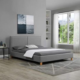 IDIMEX Lit Double pour Adulte Samuel Couchage Queen Size 160 x 200 cm 2 Places / 2 Personnes, avec sommier et tête de lit Design, revêtement en Tissu Gris IDIMEX Lit Double pour Adulte Samuel Couchage Queen Size 160 x 200 cm 2 Places / 2 Personnes, avec sommier et tête de lit Design, revêtement en Tissu Gris 3