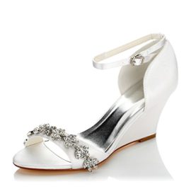 JIA JIA Chaussures de Mariée pour Femme 121755B Open Toe Talon Compensé Strass de Pompes en Satin Chaussures de Mariage JIA JIA Chaussures de Mariée pour Femme 121755B Open Toe Talon Compensé Strass de Pompes en Satin Chaussures de Mariage