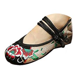 Kangzy Chaussures Florales Chinoises Brodées Vintage Femme SHUANGKOU Ballerines Mary Jane Ballerine Flat Ballet Cotton Loafer Noir Kangzy Chaussures Florales Chinoises Brodées Vintage Femme SHUANGKOU Ballerines Mary Jane Ballerine Flat Ballet Cotton Loafer Noir