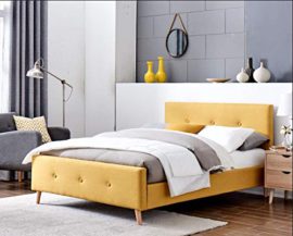 Mobilier-Deco-Lit-scandinave-2-Personnes-en-Tissu-Jaune-avec-sommier-160-x-200-cm-ZIKO-0