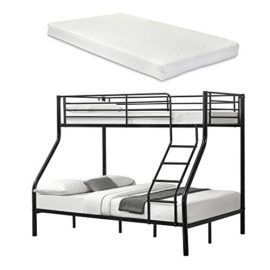 [Neu.Haus]®]®]®] Lit superposé en Métal avec 2 Matelas Armature Massive pour 3 Personnes 210cm x 147,5cm x 168cm [Neu.Haus]®]®]®] Lit superposé en Métal avec 2 Matelas Armature Massive pour 3 Personnes 210cm x 147,5cm x 168cm