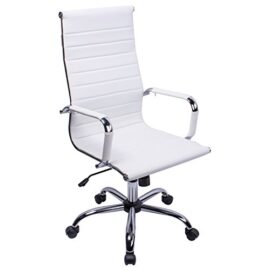 Poptoy Cuir PU Haute Dossier incurvé Blanc Home Chaise de Bureau Executive Ordinateur Hauteur réglable pivotant Chaise de Bureau Poptoy Cuir PU Haute Dossier incurvé Blanc Home Chaise de Bureau Executive Ordinateur Hauteur réglable pivotant Chaise de Bureau