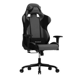 SONGMICS Chaise Gamer Fauteuil de Bureau Racing Sport avec Support Lombaire et Coussin Noir, Gris RCG02G SONGMICS Chaise Gamer Fauteuil de Bureau Racing Sport avec Support Lombaire et Coussin Noir, Gris RCG02G