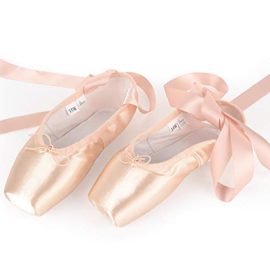 Soudittur-Chaussures-de-Ballet-de-Pointe-pour-La-Danse-Classique-en-Rose-avec-Rubans-de-Satin-et-Protge-Orteils-pour-Ballerines-Femme-FillePrendre-Une-Taille-au-Dessus-0-2