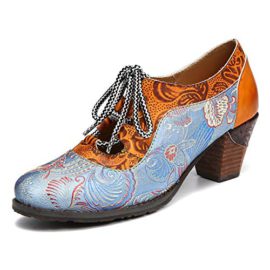 gracosy-Mocassins-Talons-Femmes-Bottines-en-Cuir-Tissu-Talons-Hauts-Confortable-Chaussures-de-Ville–Lacets-Boots-Printemps-Et-Originales-Bohme-Multicolore-0-0