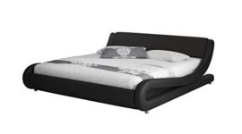 muebles bonitos Lit Double Moderne en Similicuir Alessia pour Matelas 160 x 200cm Noir avec sommier à Lattes inclu muebles bonitos Lit Double Moderne en Similicuir Alessia pour Matelas 160 x 200cm Noir avec sommier à Lattes inclu