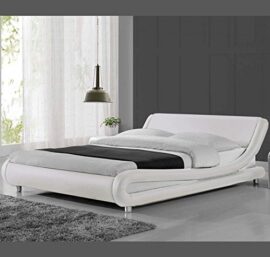 muebles bonitos Lit Double Moderne en Similicuir Alessia pour Matelas 180 x 200cm Blanc avec sommier à Lattes inclu muebles bonitos Lit Double Moderne en Similicuir Alessia pour Matelas 180 x 200cm Blanc avec sommier à Lattes inclu 5