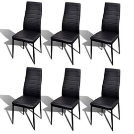 vidaXL Lot de 4 chaises noires aux lignes fines avec une table en verre vidaXL Lot de 4 chaises noires aux lignes fines avec une table en verre 5