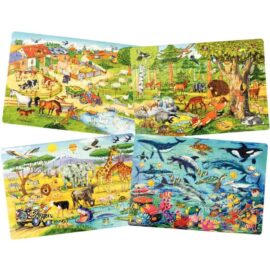 Image Puzzles à cadre en carton 35 pièces les animaux - Lot de 4