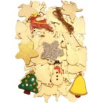 Image Petite décoration de Noël assorties - En bois brut à décorer - Lot de 54