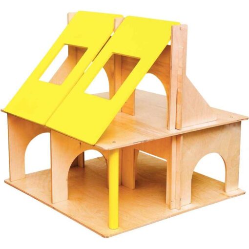 Grande maison de poupée en bois avec toits ouvrants