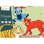 Image Puzzle contour animaux de la jungle - Boite de 3